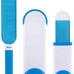 Pet fur hair remover brush with self cleaning base-blue