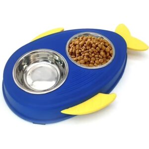 Feeding and Water Stainless Steel Fish Shape Bowls